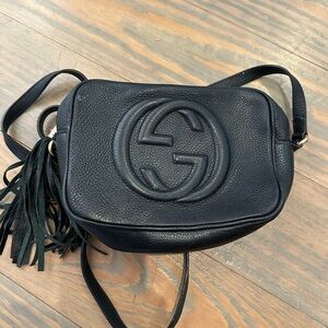Gucci Black Leather Crossbody Bag with Tassel